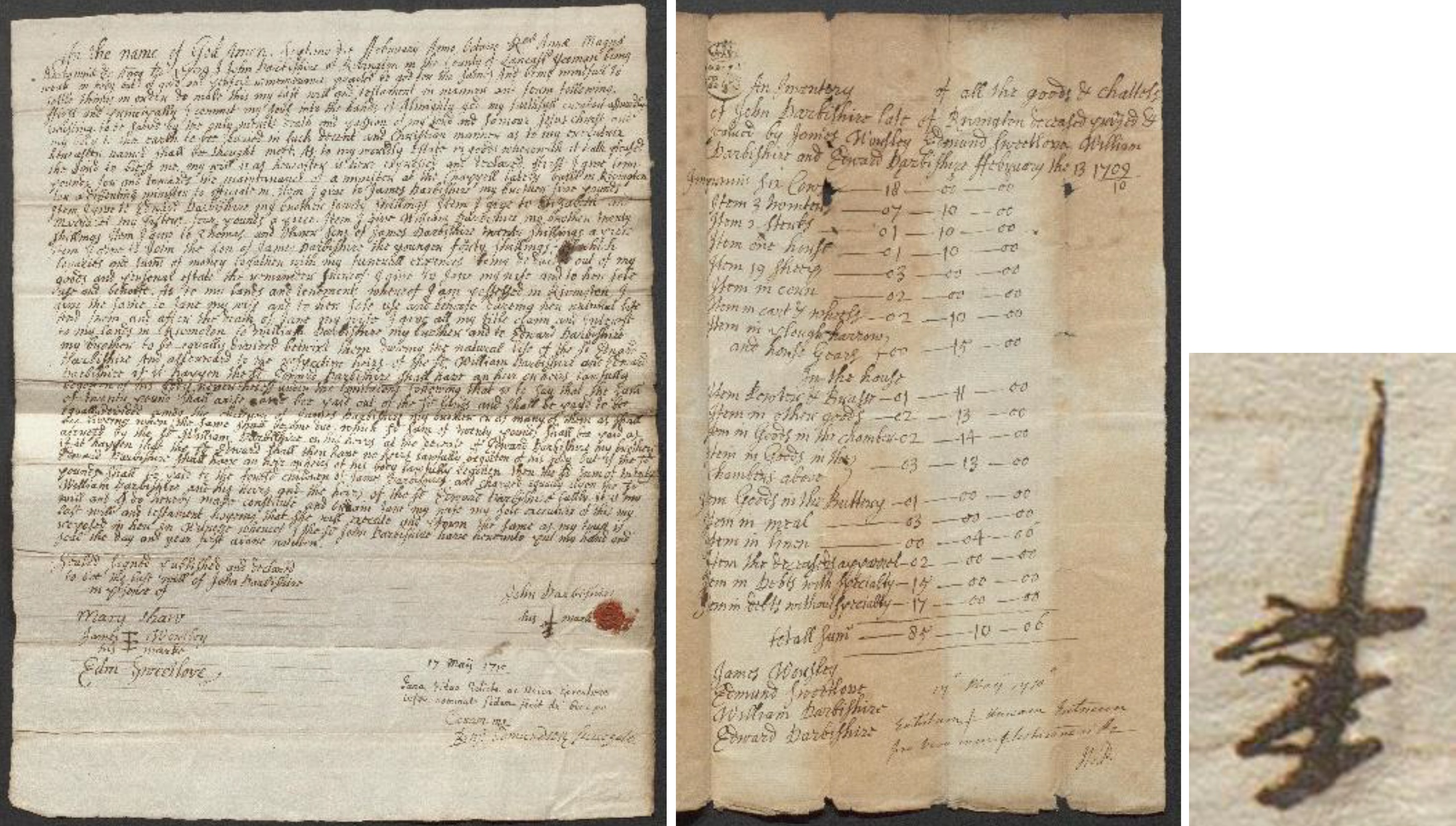 The will, goods, and mark of John Darbyshire who died in 1710